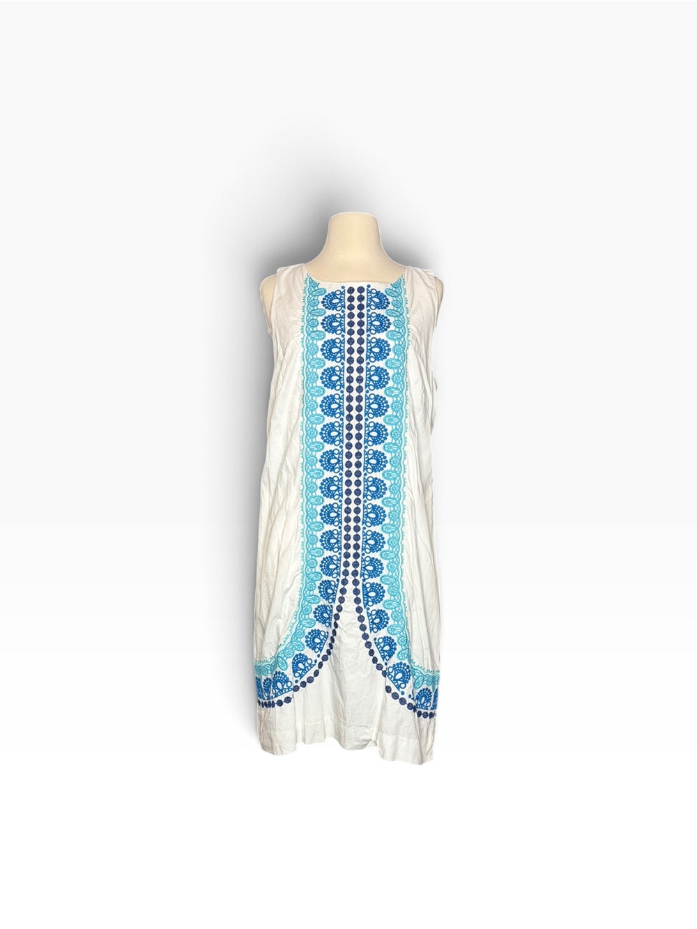 Lilly Pulitzer Stephanie Shift White Dress with Blue Embroidered Panel